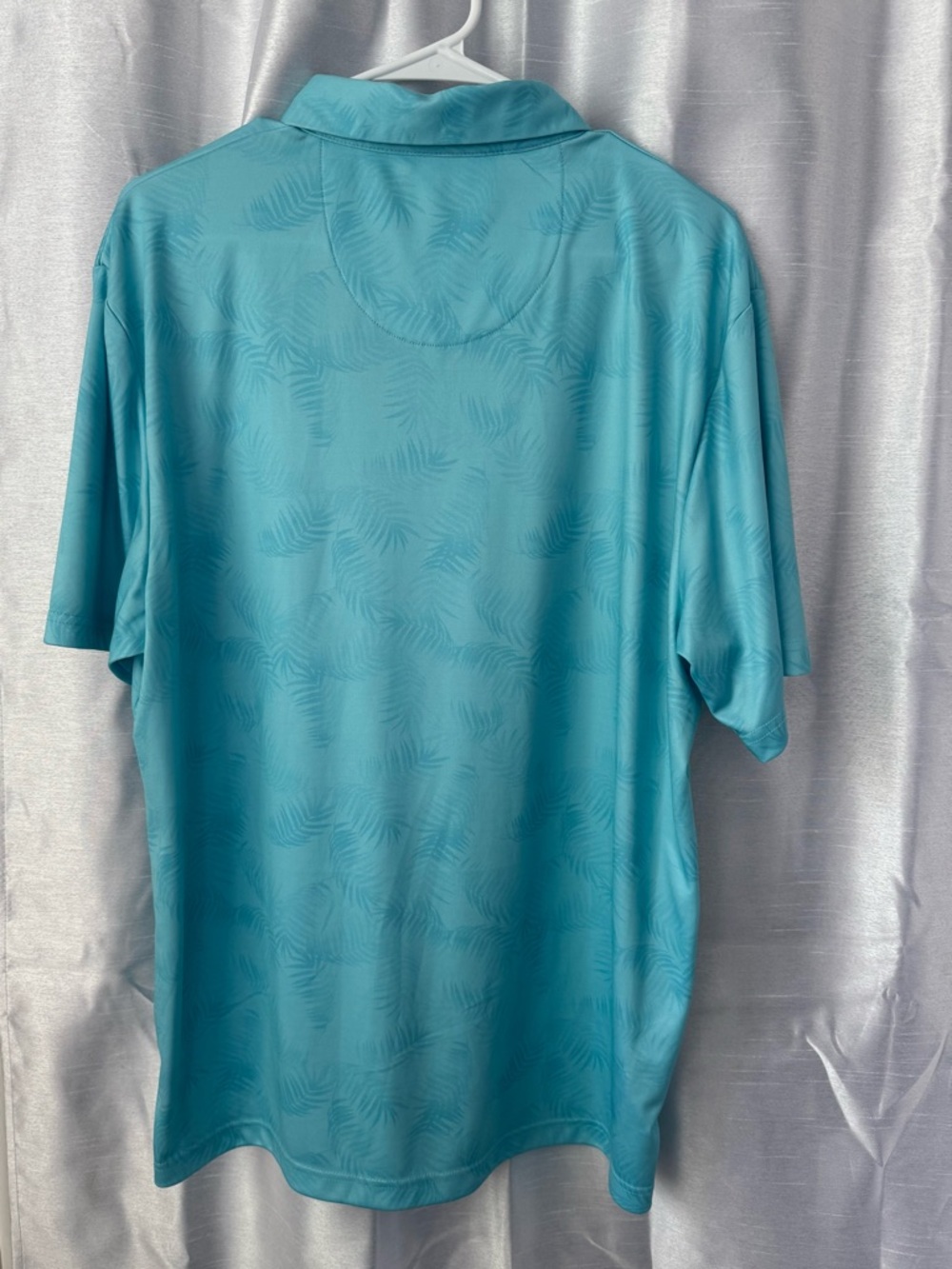 Grand Slam Men's Aqua Palm-Print Golf Polo Preppy Large - Picture 3 of 8